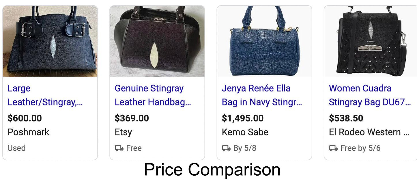 Large Purse Black Exotic Stingray RARE Leather Shoulder Bag
