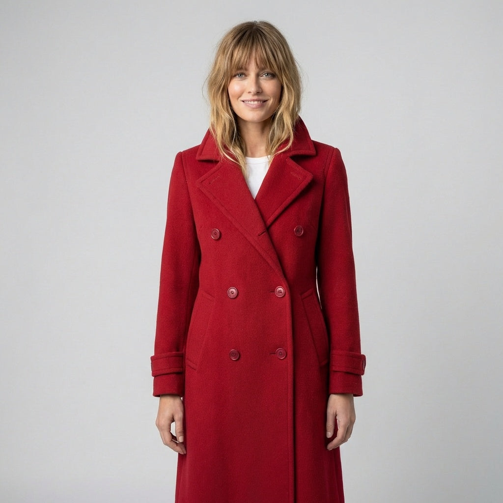 Vintage '90s Calvin Klein Red Wool Double-breasted Peacoat Vintage Jacket