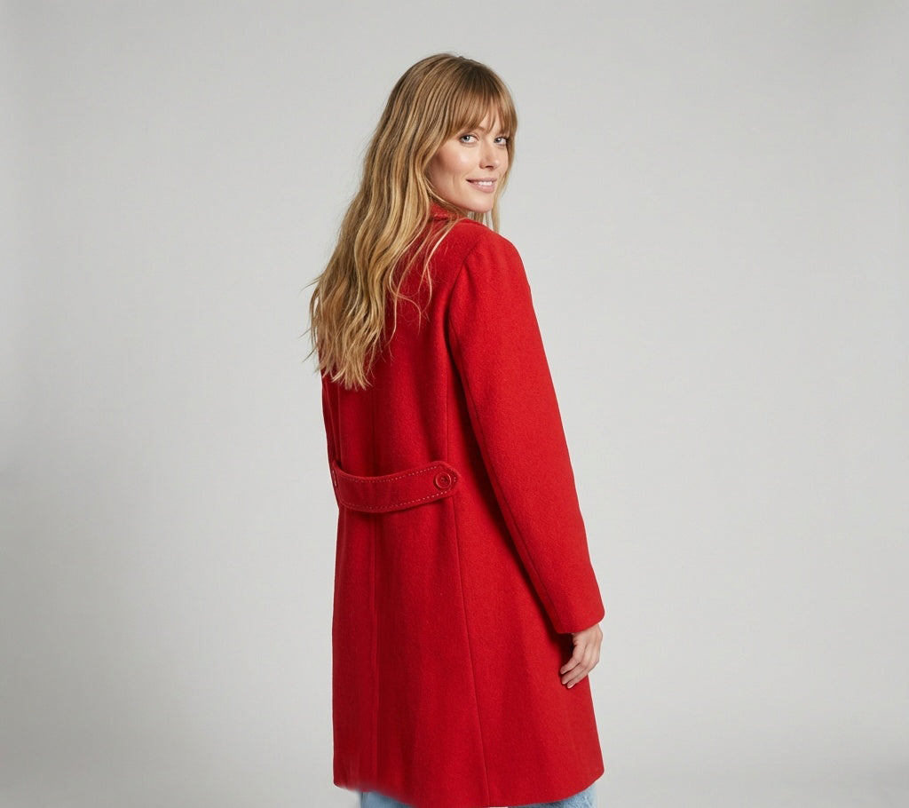 Vintage Red Wool Coat Valentines Day Rockabilly Pinup Style Size Medium