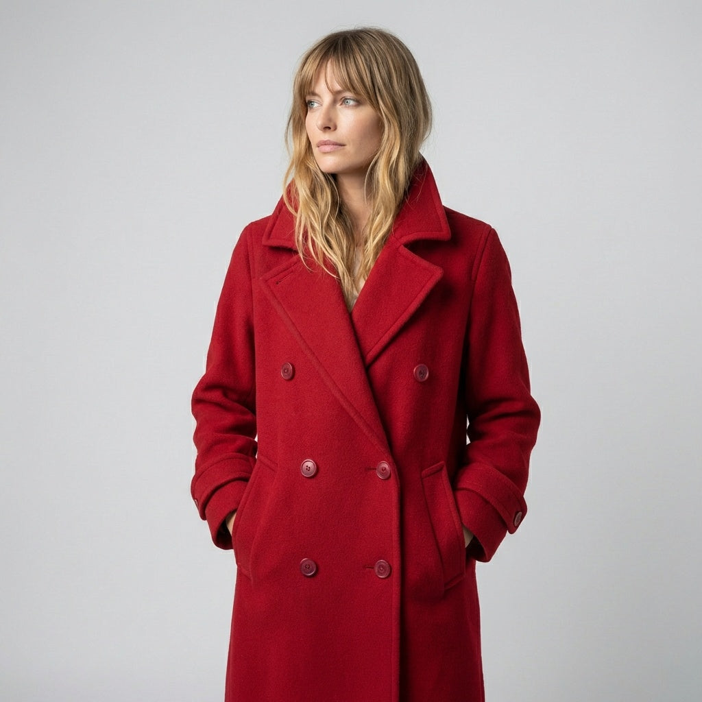 Vintage '90s Calvin Klein Red Wool Double-breasted Peacoat Vintage Jacket