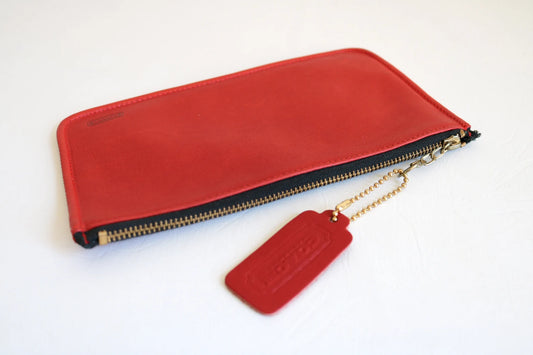 Vintage COACH Bag 90s Charm Leather Wristlet Wallet Zip Pouch Red Petite Bag