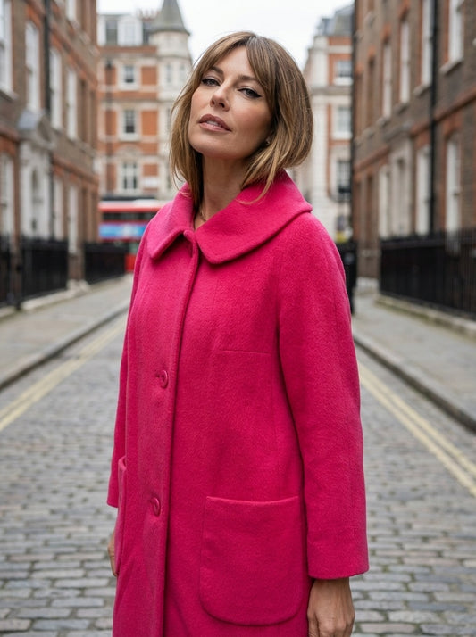 Vintage Red Wool Coat Swing Coat Long 1960s Overcoat
