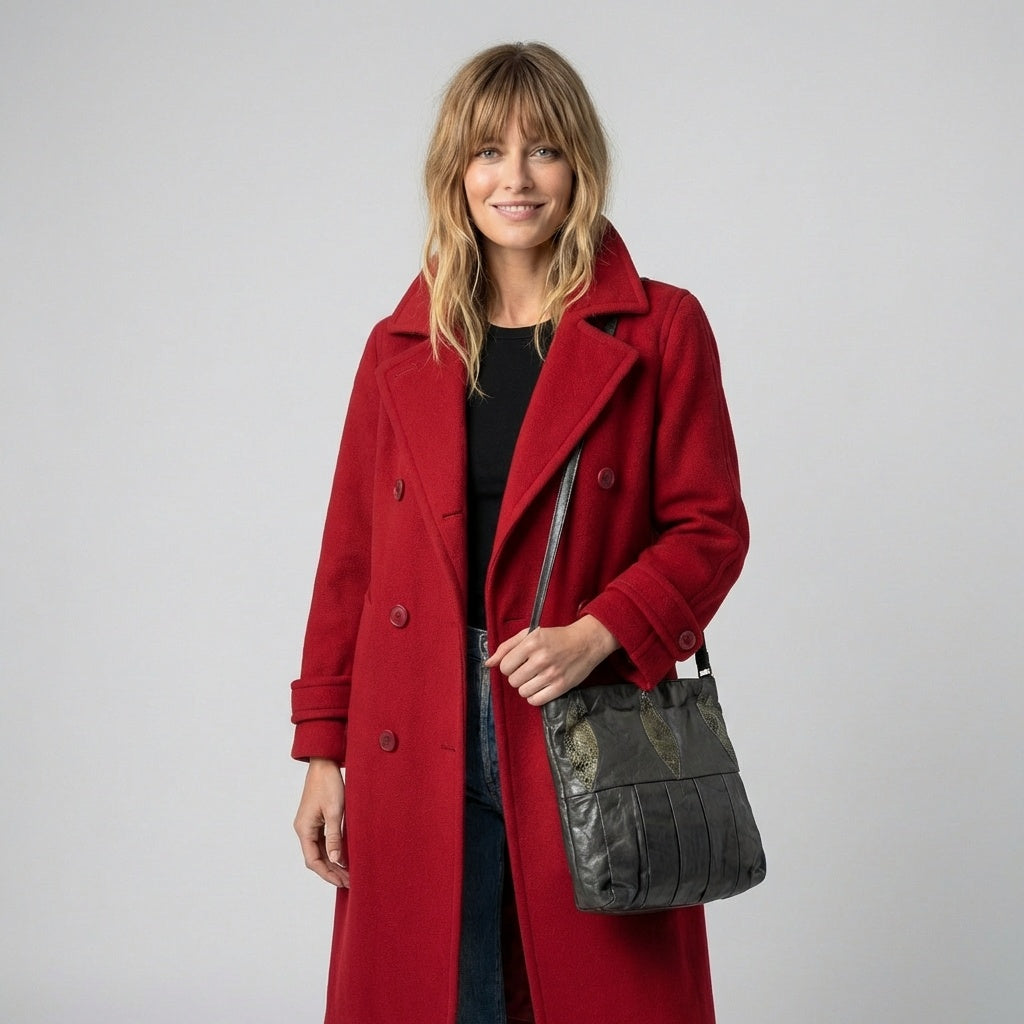 Vintage '90s Calvin Klein Red Wool Double-breasted Peacoat Vintage Jacket