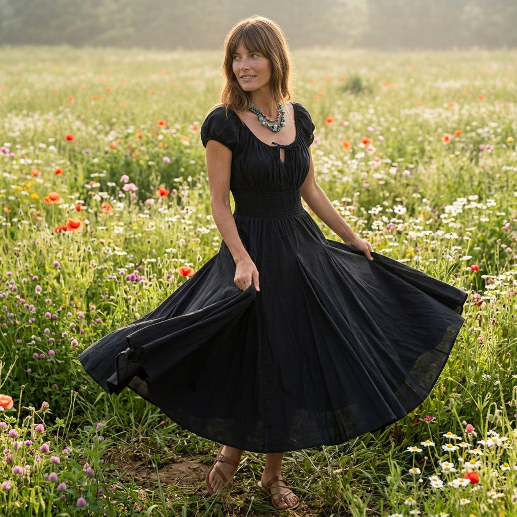 blackcottonsundresspuffsleeveromanticparisstylepoplindress-2.jpg