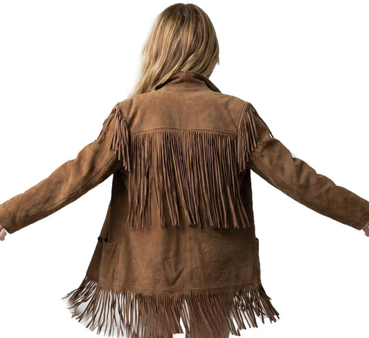 Vintage Fringe Coat 1950s Deerskin Suede Fringe Jacket Western Boho Style Size XXS