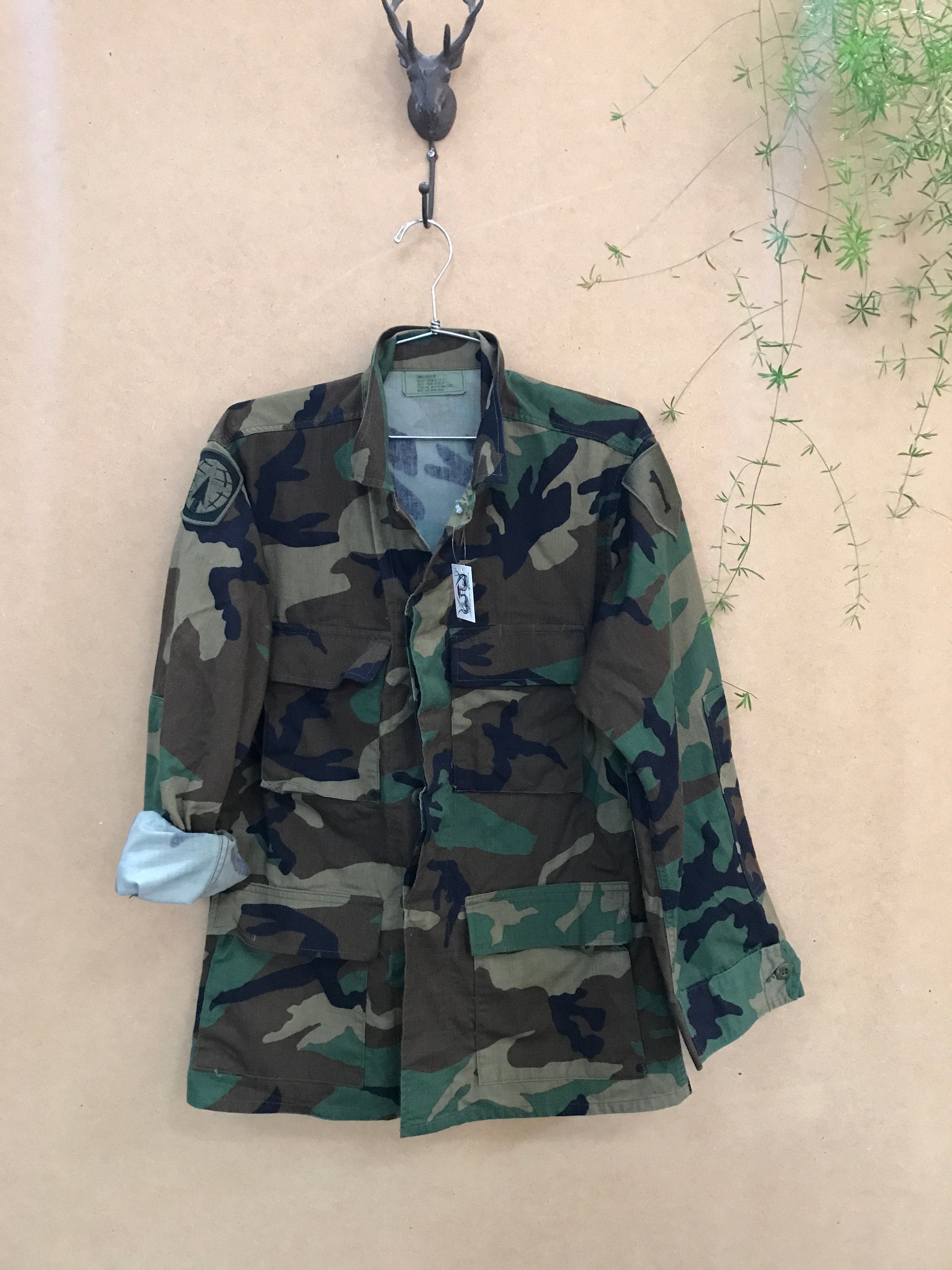 Vintage Camo Jacket 90s Military Army Issued Slouchy Grunge Button Dow ...