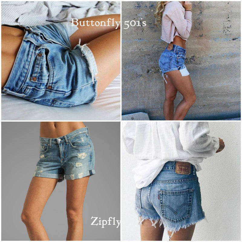 Vintage LEVI Denim Cutoff Shorts Tattered Blue Custom-fit Jean Shorts