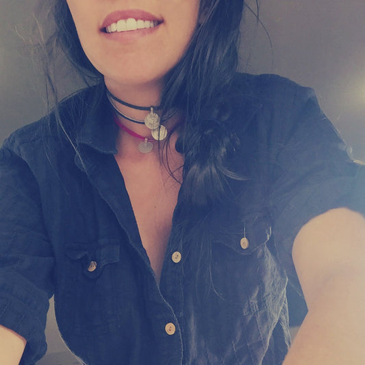 Choker Necklace Crescent Moon Gypsy Coin Thin Leather Choker Necklace