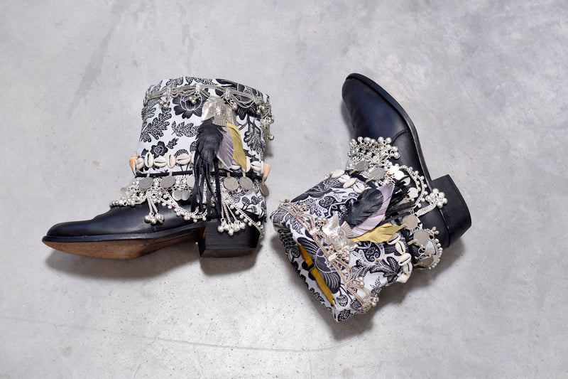 Decorated Cowboy Boots Sizes 5-12 Embellished CUSTOM-MADE Short Booties Summer Festival Boho Ankle Boots All Sizes