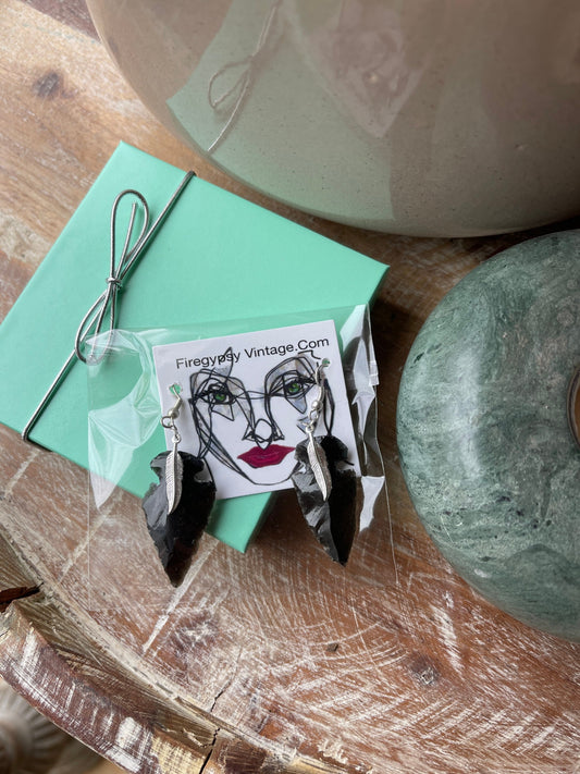 Arrowhead Flint Stone Colorful Earrings Drop or Post Earrings