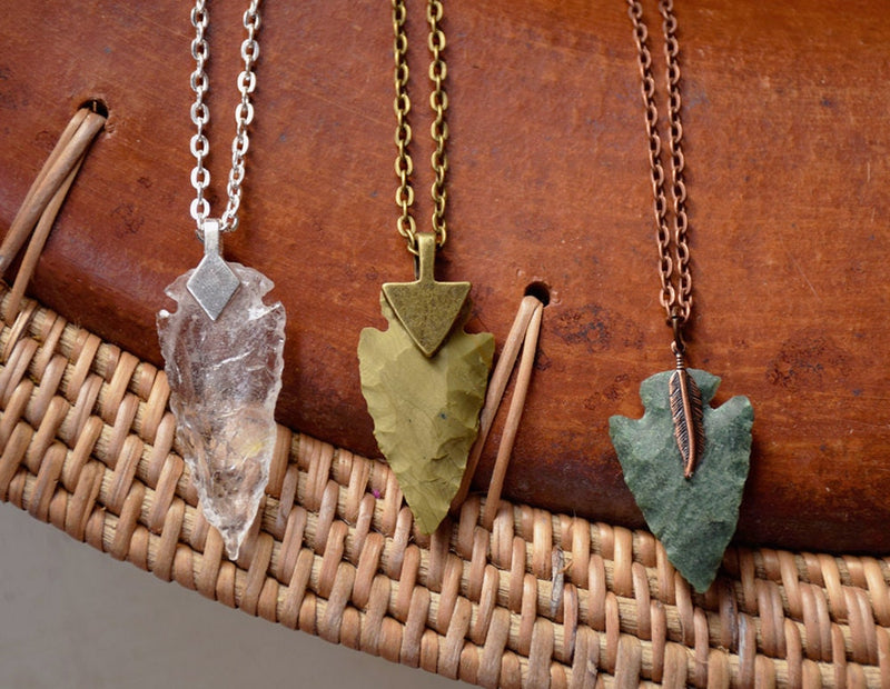 Arrowhead Necklace | Flint Stone Tribal Necklace made to order Customizable