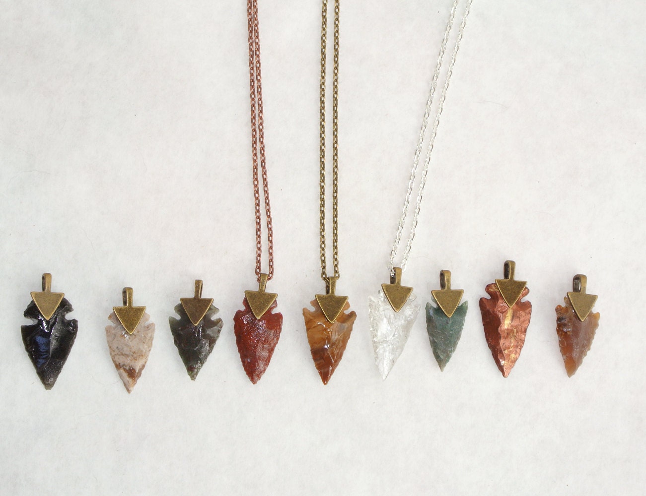 Arrowhead Necklace | Flint Stone Tribal Necklace made to order Customizable