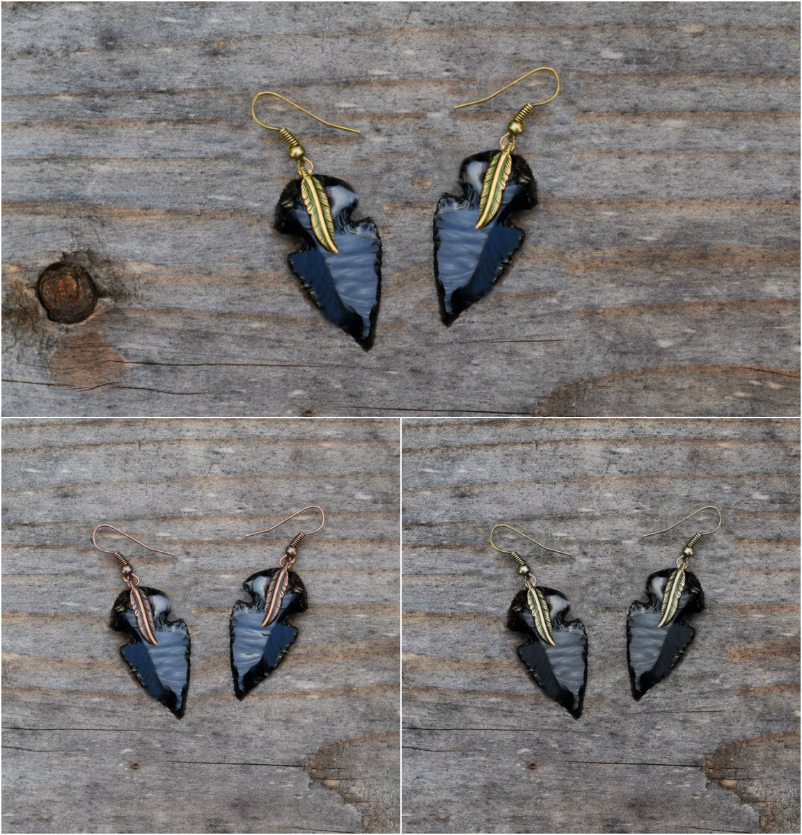 Arrowhead Flint Stone Colorful Earrings Drop or Post Earrings