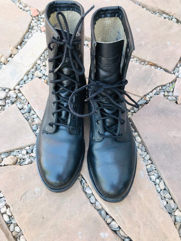 Vintage Military Boots MENS SIZE 12 Black Leather Army STEEL Toe  Combat Boots