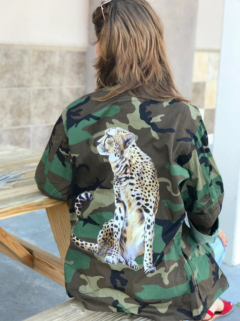 Leopard print army jacket online