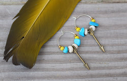 Tiny Dancer Earrings Sterling Sliver hoop Arrow Turquoise Chunks Seashell Earrings |Made to order Great Gift