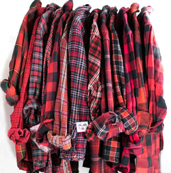 Vintage Red Flannel Sizes XXS-2XL Buffalo Plaid Cotton Button Down Unisex Shirt