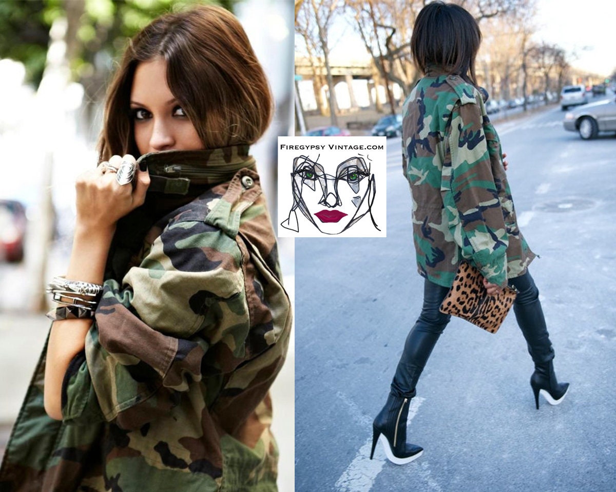 WINTER Camo Jacket Heavy Coat Vintage Army Jacket Authentic Military Issue with Zipper and Hood ALL SIZES