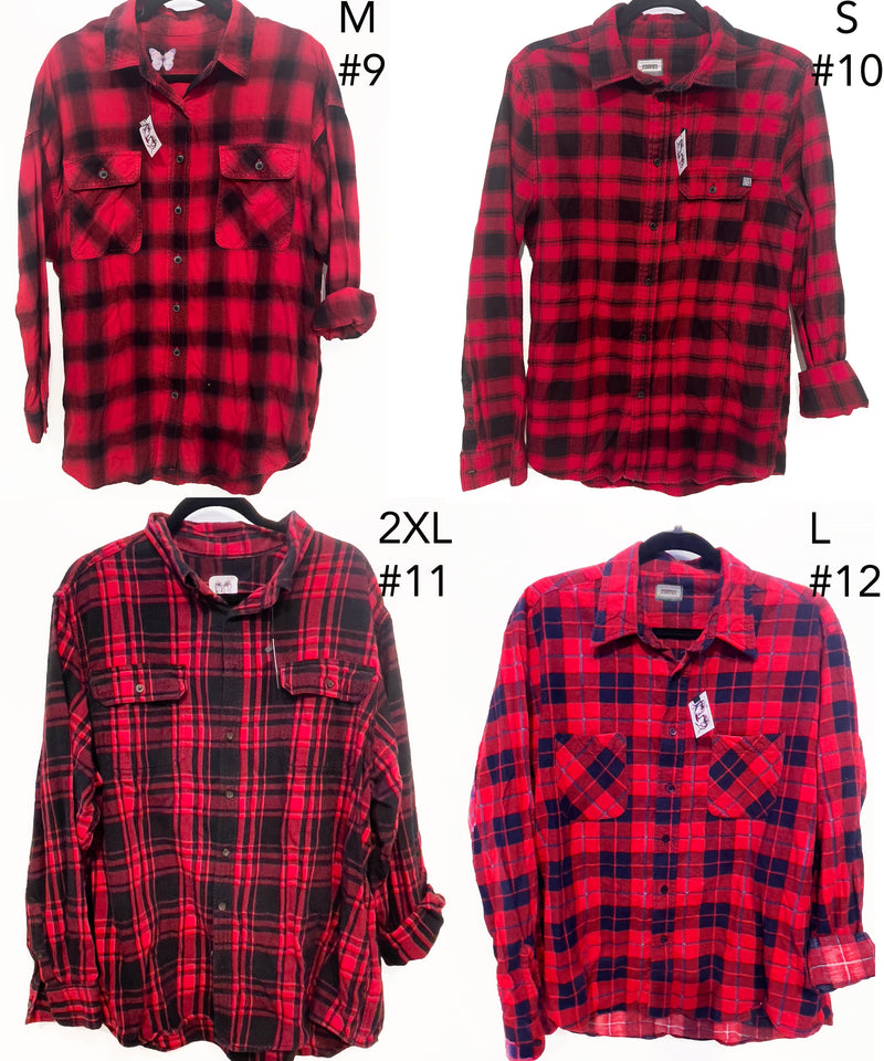Vintage Red Flannel Sizes XXS-2XL Buffalo Plaid Cotton Button Down Unisex Shirt