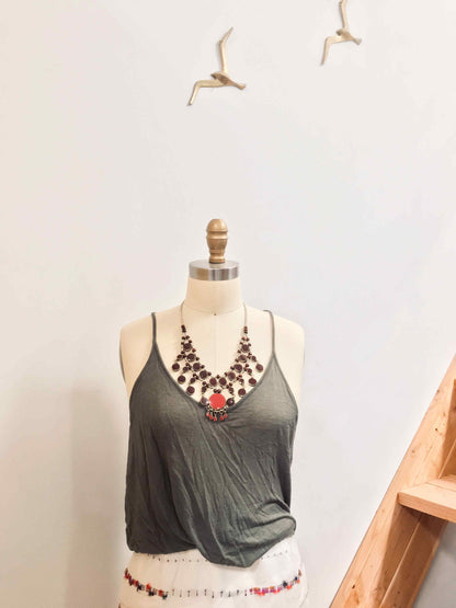 Boho Necklace Turkish Medallion Burgundy Black Blue Turquoise Silver Statement Vintage Necklace