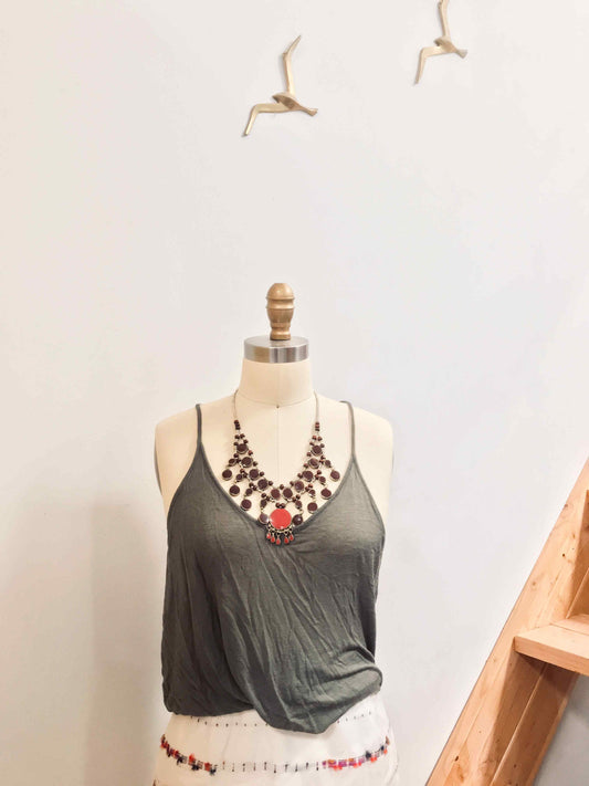 Boho Necklace Turkish Medallion Burgundy Black Blue Turquoise Silver Statement Vintage Necklace