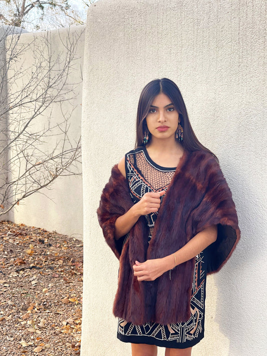 SABLE Mink Fur Vintage 1940’s Caplet Jacket Stole Shawl Winter Wrap