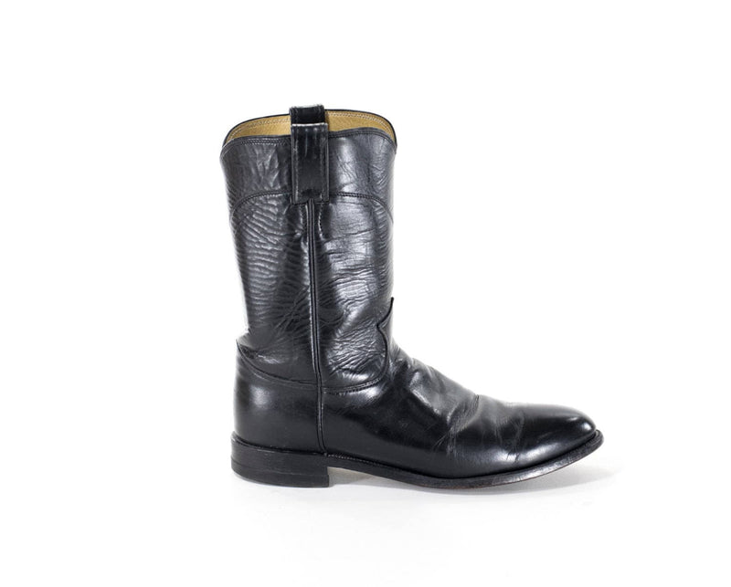 Black Cowboy Boots Sz 6.5 JUSTIN Western Rocker Leather Boots Womens Size 6.5