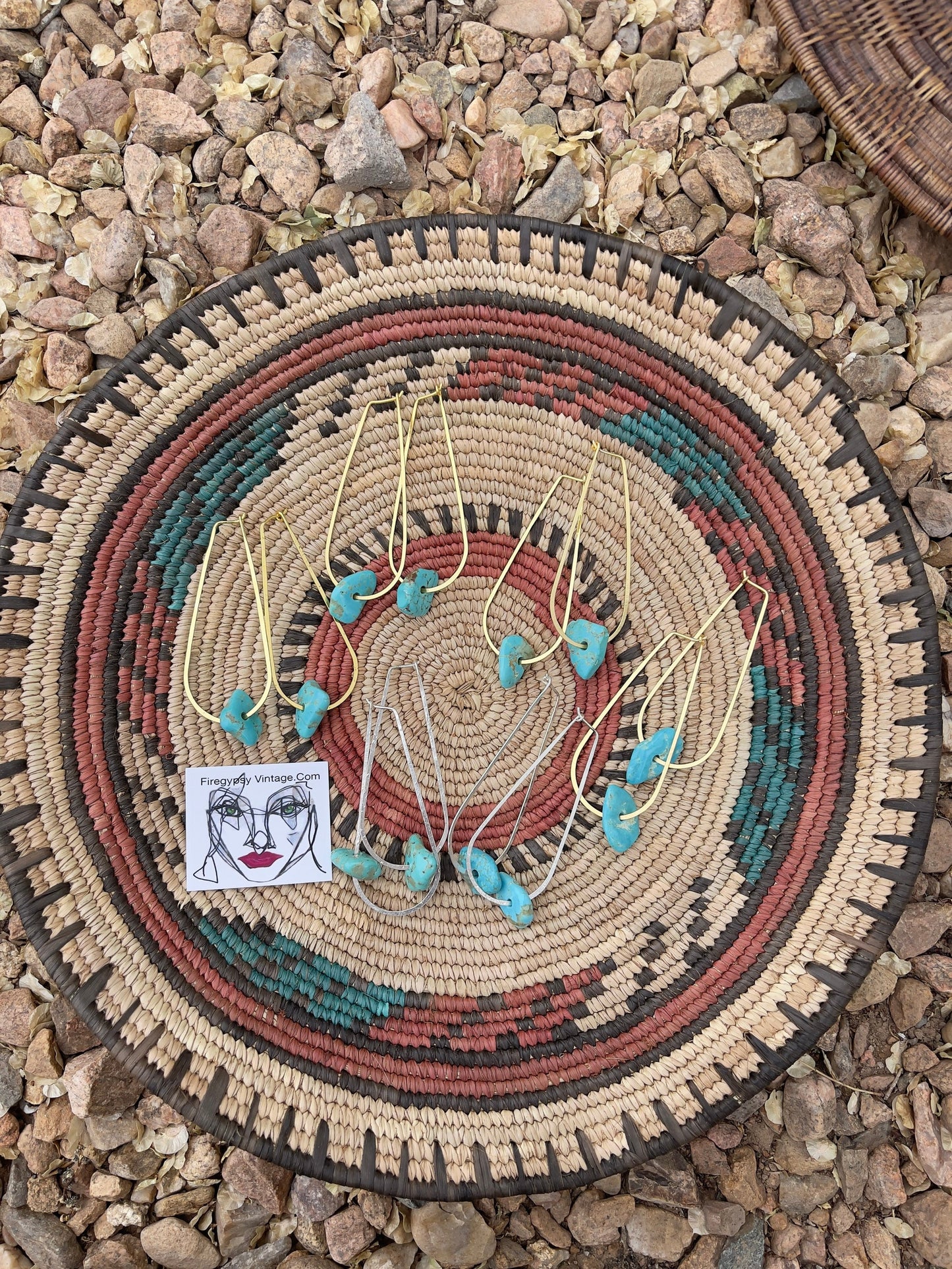 Turquoise Stone Earrings Large Teardrop Hoops Gold Or Silver