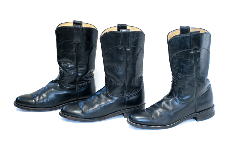 Black Cowboy Boots Sz 9.5 JUSTIN Western Rocker Leather Boots Womens Size 9.5