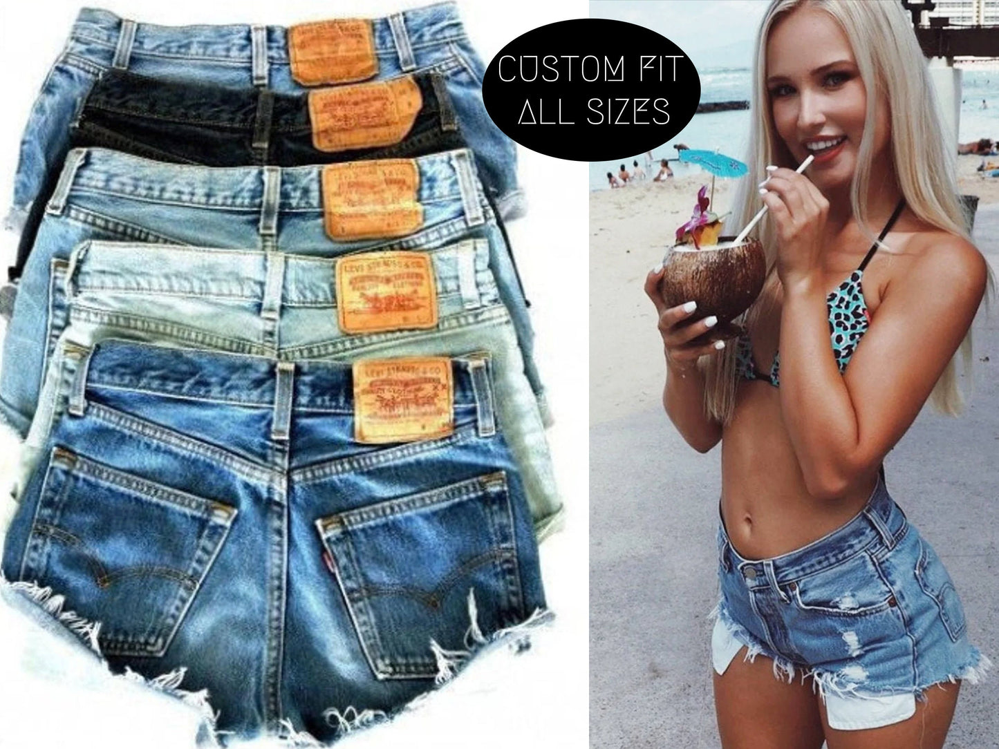 Vintage LEVI Shorts All Sizes CUSTOM-FIT Button Fly 501's or Zip