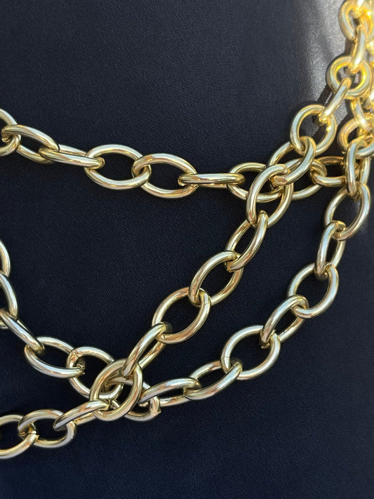 Lee Angel Golden Chain Necklace 3 Strand 90s designer Vintage Necklace