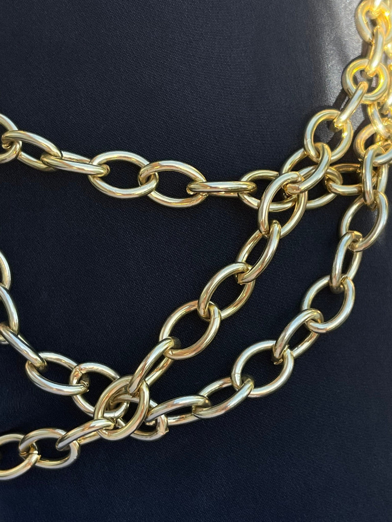 Lee Angel Golden Chain Necklace 3 Strand 90s designer Vintage Necklace