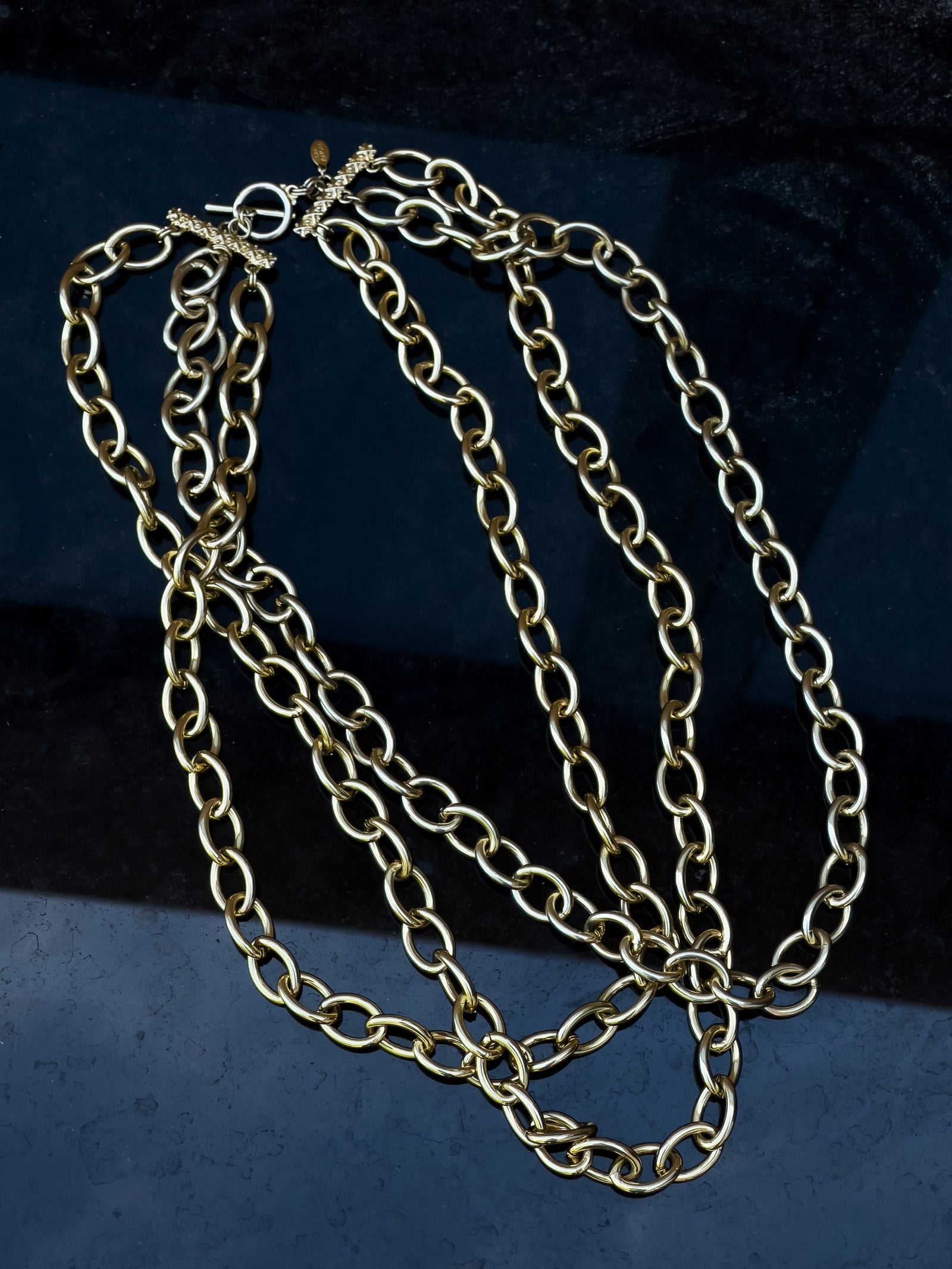 Lee Angel Golden Chain Necklace 3 Strand 90s designer Lee Angel Golden Chain Necklace 3 Strand 90s designer