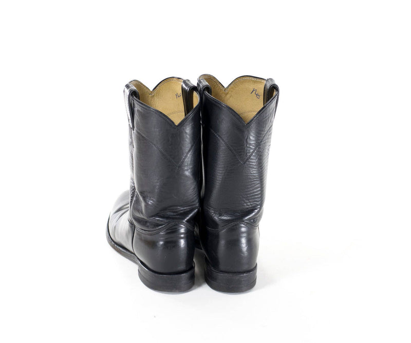 Cowboy Boots Size 9.5 Black Leather Western JUSTIN Rocker Boots Womens Size 9 1/2