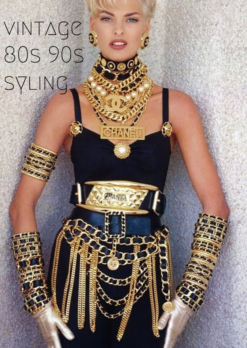 Lee Angel Golden Chain Necklace 3 Strand 90s designer Vintage