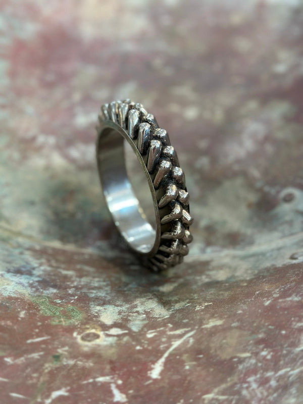 Metal Cuff Bracelet Brutalist Silver Handmade Vintage Large Fishbone Fishtail Braided Avant Garde Unisex Bracelet