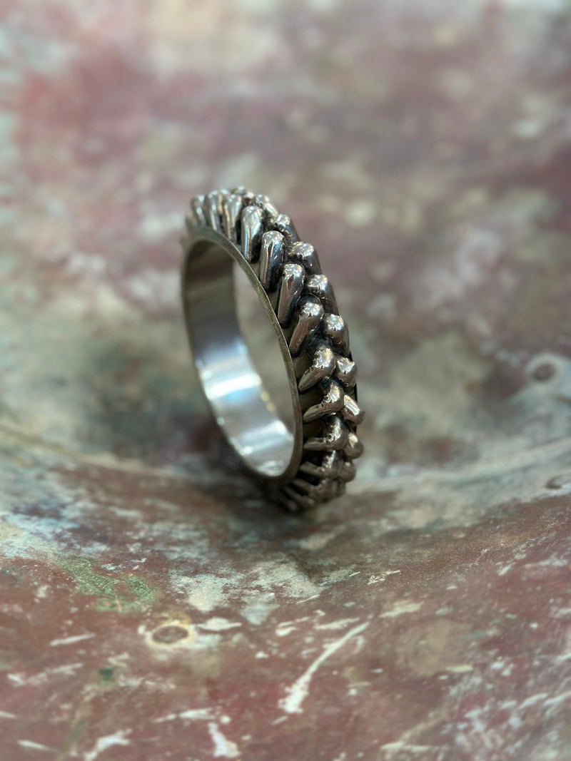 Metal Cuff Bracelet Brutalist Silver Handmade Vintage Large Fishbone Fishtail Braided Avant Garde Unisex Bracelet