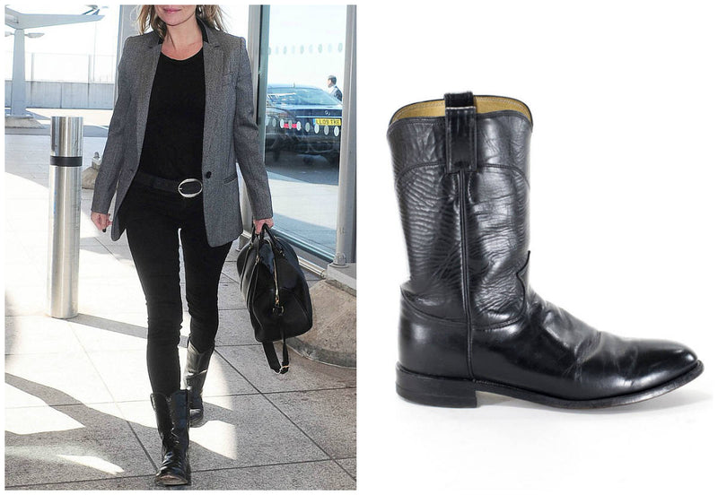 Ladies black leather boots size 8 hot sale