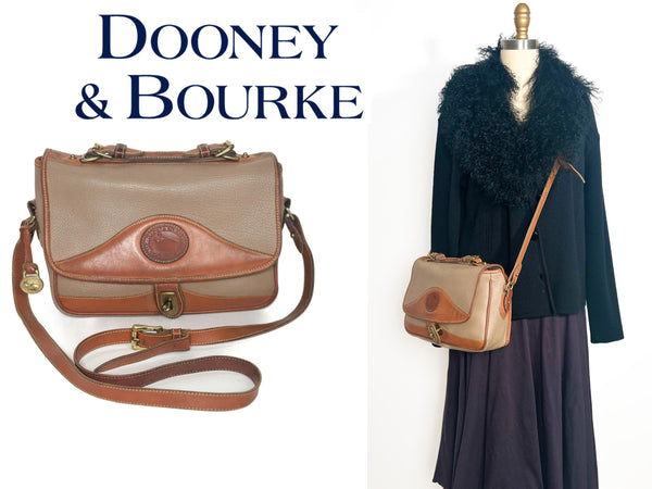 Dooney and Bourke Vintage Crossbody Bag Taupe Shoulder Bag SATCHEL Beige Gray Leather Purse