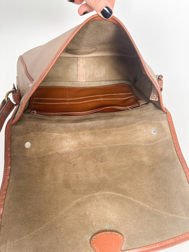 Dooney and Bourke Vintage Crossbody Bag Taupe Shoulder Bag SATCHEL Beige Gray Leather Purse