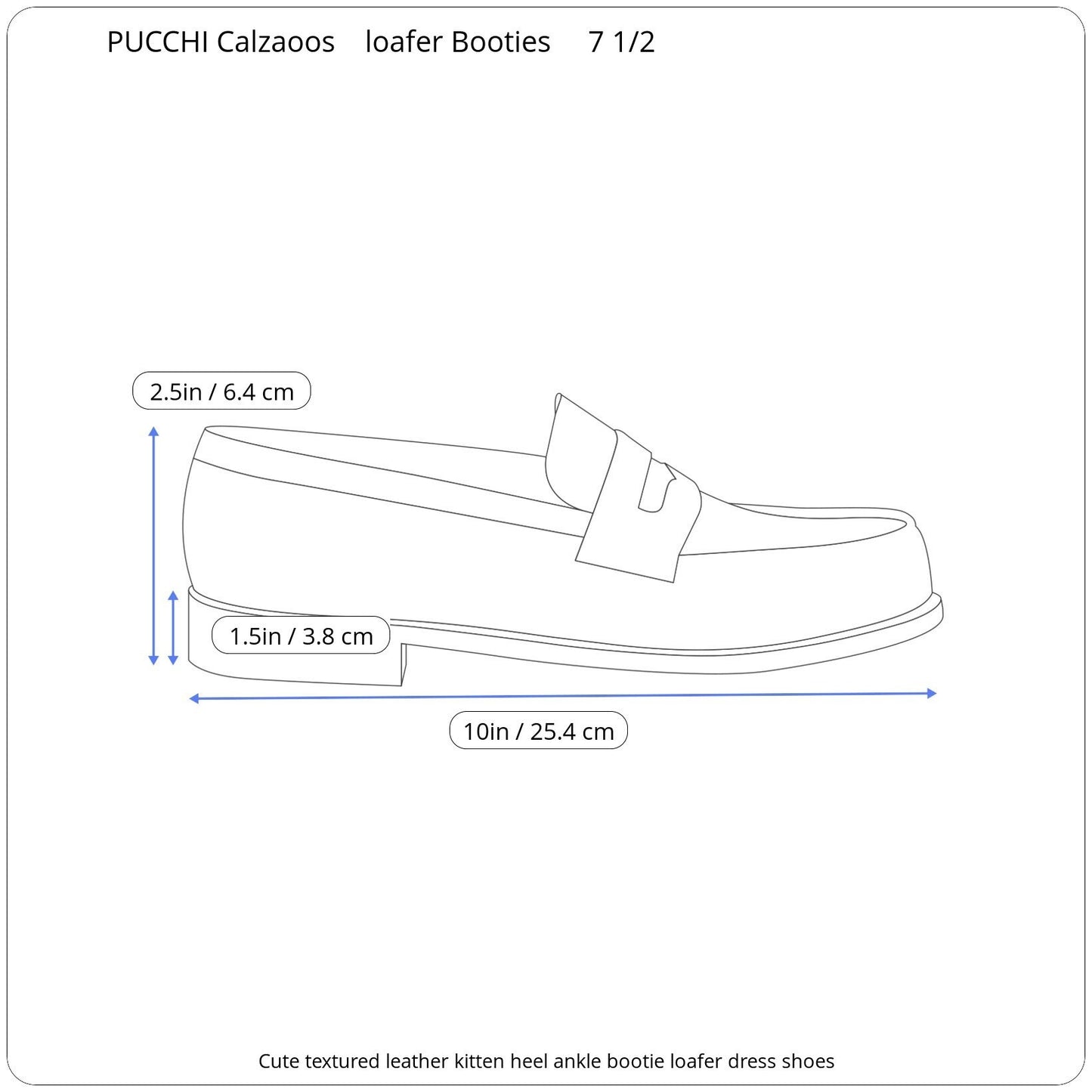 Leather loafers Size 7.5 Pointed Toe Lace up Ankle Booties Kitten Heel PUCCHI Flats Short Heels Sz 7 1/2