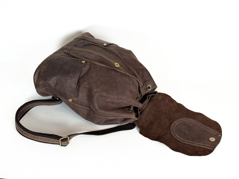 Backpack Leather Brown Large Handmade Pack Carryall Vintage Travel Bag