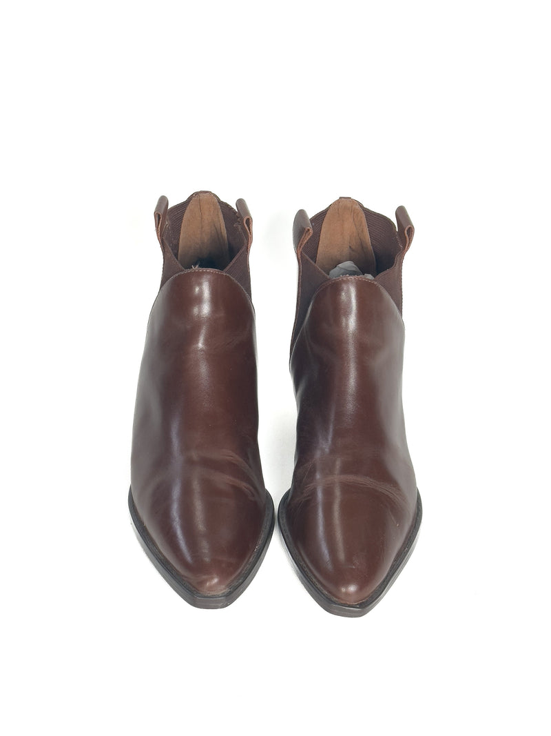Vintage Short Boots Size 9 Brown Ankle Booties Short 1990s Cowgirl Boots Sz. 9