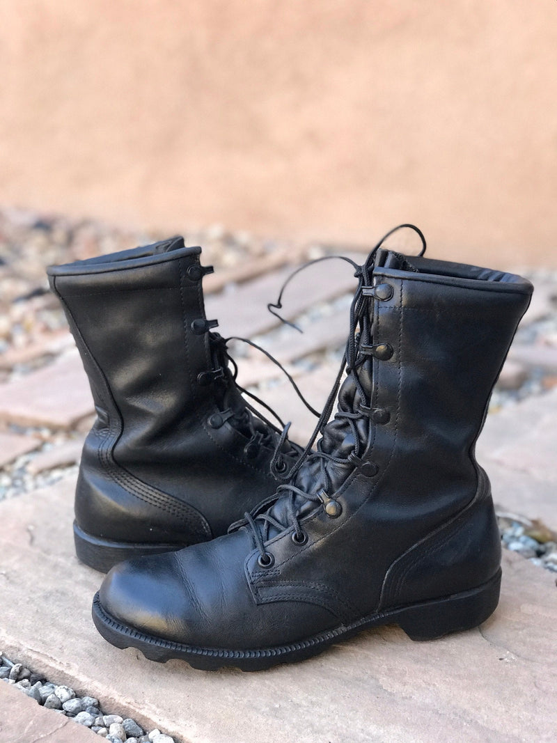 Vintage Military Boots Size 9 Black Leather Army Combat Boots Womens Sz. 9