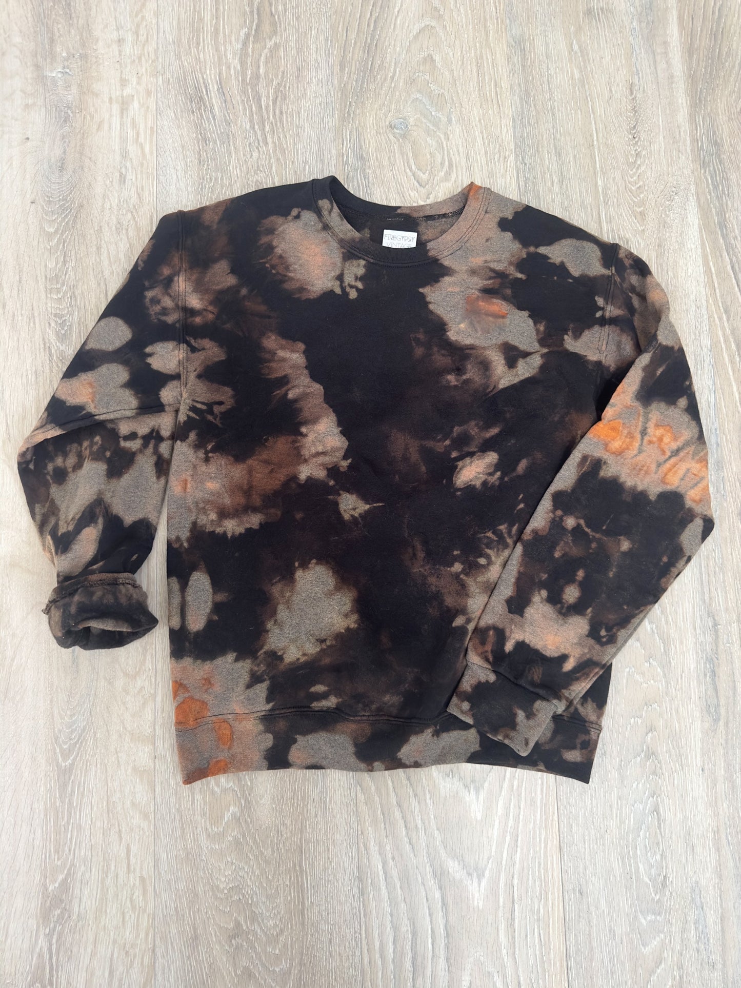 Tie Dye Sweatshirt MOON PHASE Bleach Out Oversized Sweatshirt Black and Tan Sweater All Sizes