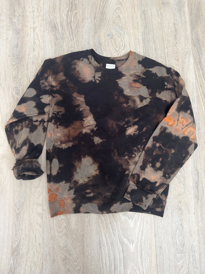 Tie Dye Sweatshirt MOON PHASE Bleach Out Oversized Sweatshirt Black and Tan Sweater All Sizes