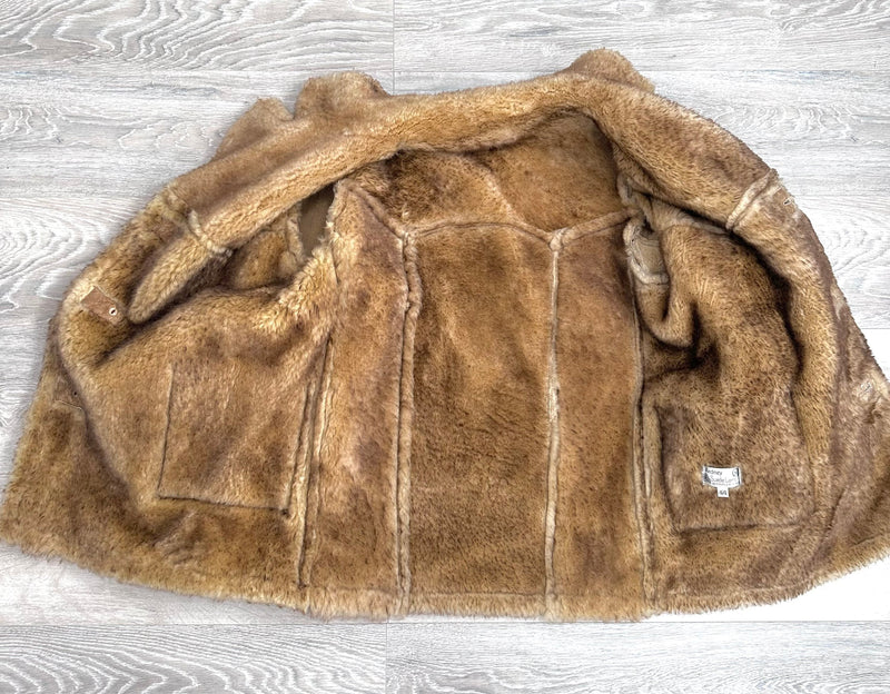 Shearling Fur Coat Mens Sz. XL SHEEPSKIN Wool Vintage Jacket Size XL