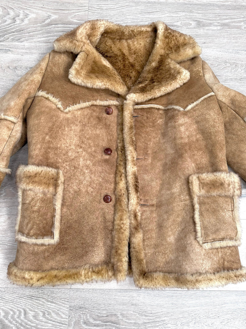 Shearling Fur Coat Mens Sz. XL SHEEPSKIN Wool Vintage Jacket Size XL