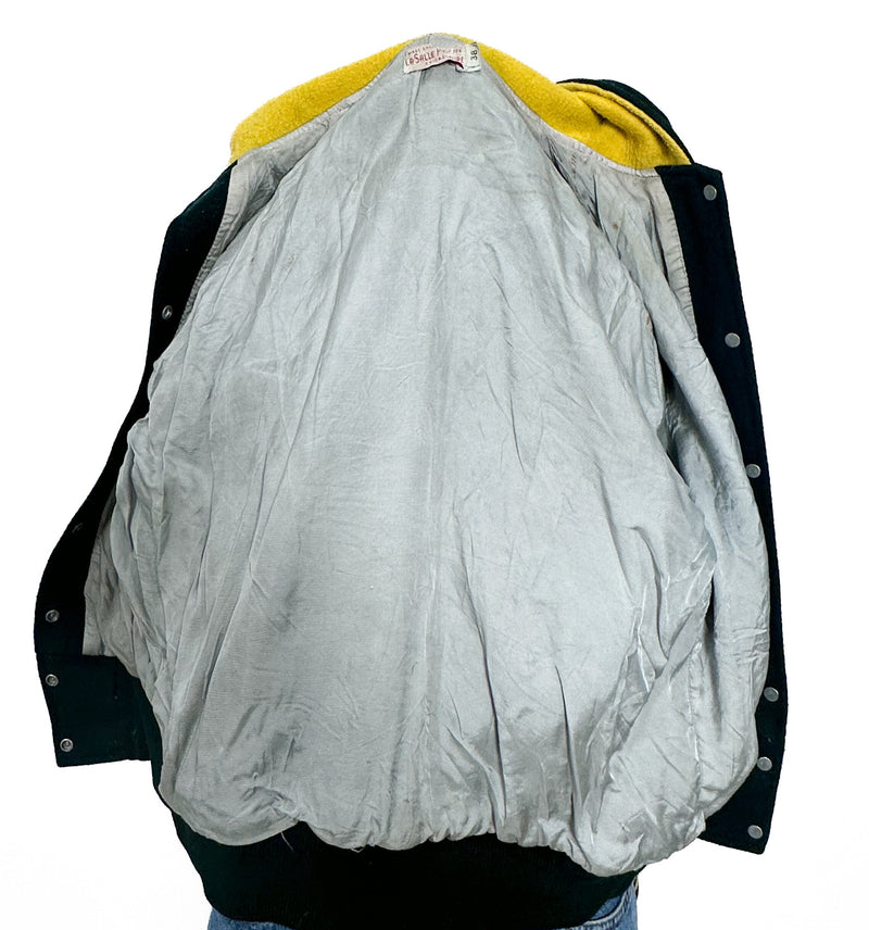 Vintage 1930s/40s Varsity Letterman Jacket Green Gold College Sports Jacket Collegiate Size S/M