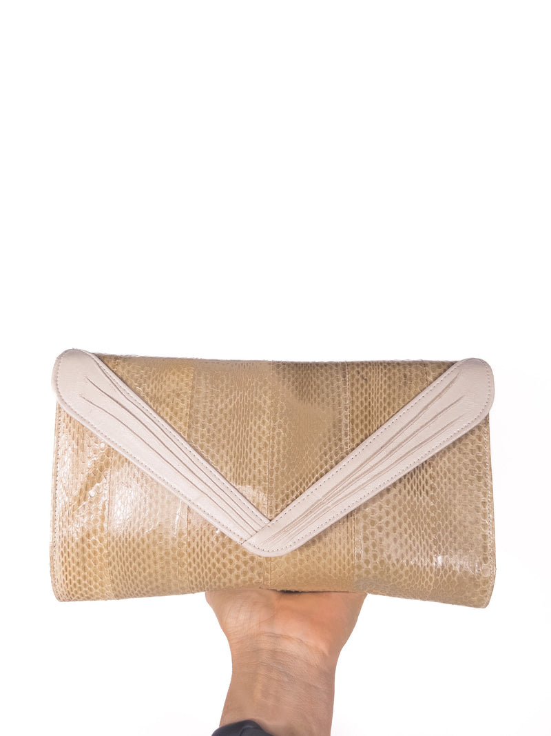 Beige top snakeskin purse